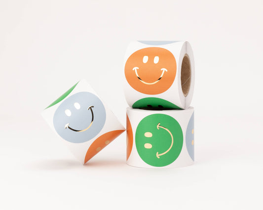 Sticker Smiley in meerdere kleuren met goudfolie (6 stuks)
